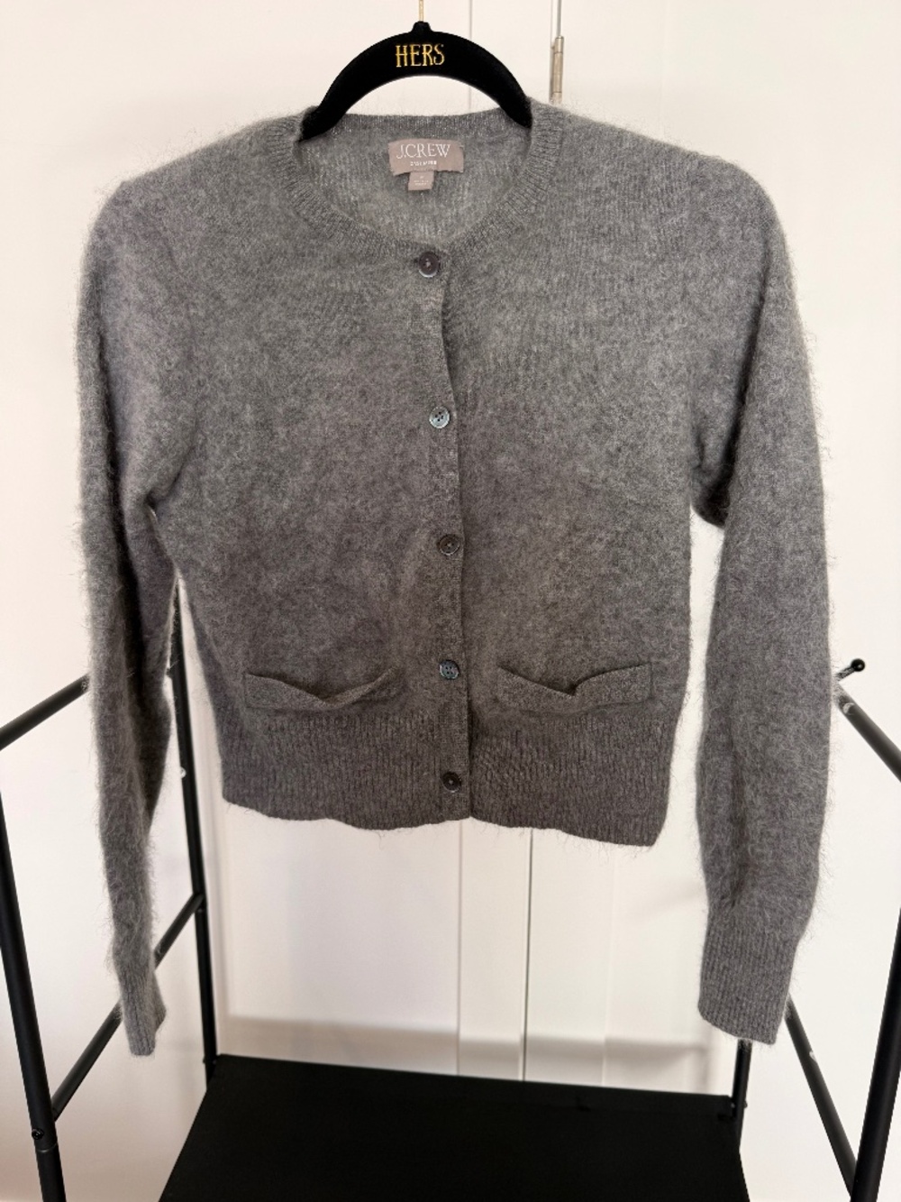 J.Crew Brushed Cashmere Fitted Cardigan Sweater (M, fits a Small)